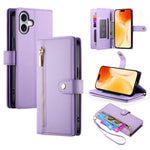 Nine Card-slot Zipper Wallet Bag Leather Phone Case, For iPhone 17 Pro Max, For iPhone 17 Pro, For iPhone 17, For iPhone Air, For iPhone 16e, For iPhone 16 Pro Max, For iPhone 16 Pro, For iPhone 16 Plus