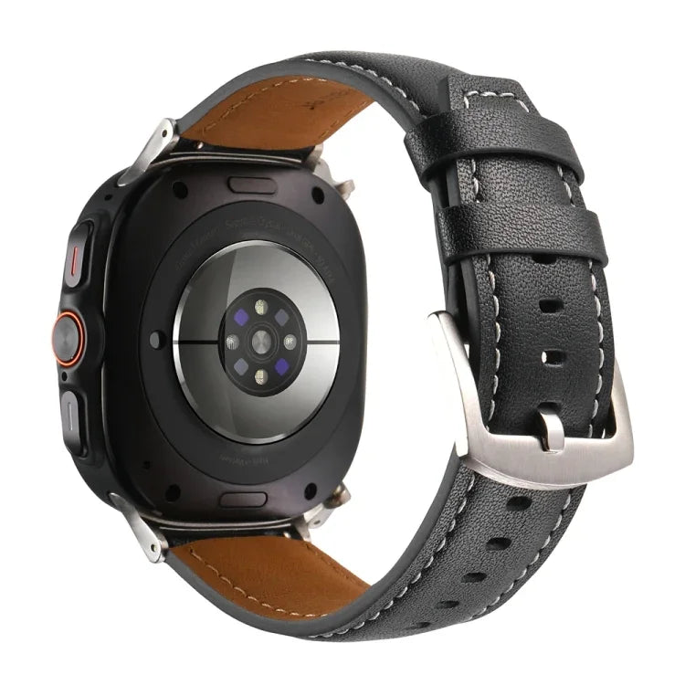 Plain Genuine Leather Watch Band, For Samsung Galaxy Watch Ultra 47mm / Ultra 2025
