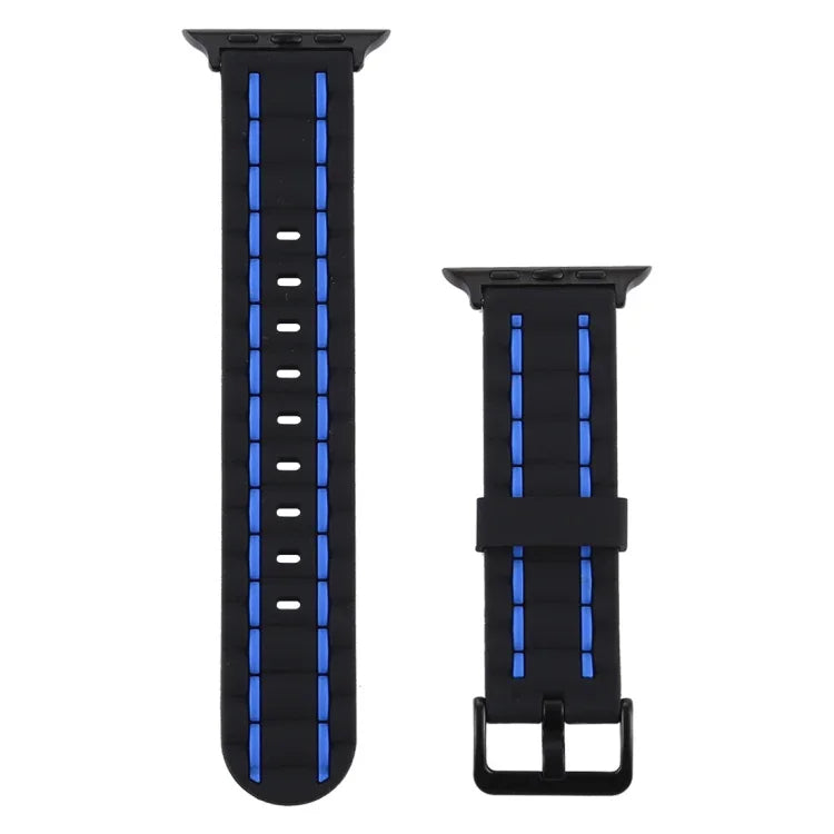 Silicone Wave Style Watch Wrist Strap, For Apple Watch 5 & 4 44mm / 3 & 2 & 1 42mm, For Apple Watch Series 8&7 41mm / SE 2&6&SE&5&4 40mm / 3&2&1 38mm