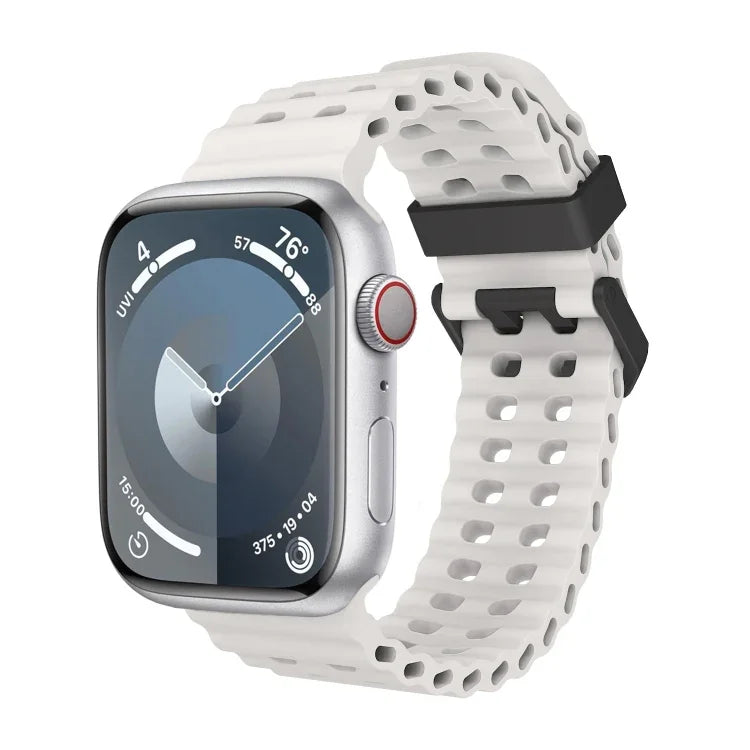Ocean Dual-Row Hole Silicone Watch Band, For Apple Watch SE 2023 44mm, For Apple Watch Ultra 2 49mm, For Apple Watch Series 9 45mm
