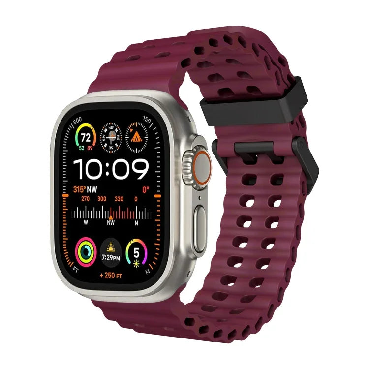 Ocean Dual-Row Hole Silicone Watch Band, For Apple Watch SE 2023 44mm, For Apple Watch Ultra 2 49mm, For Apple Watch Series 9 45mm