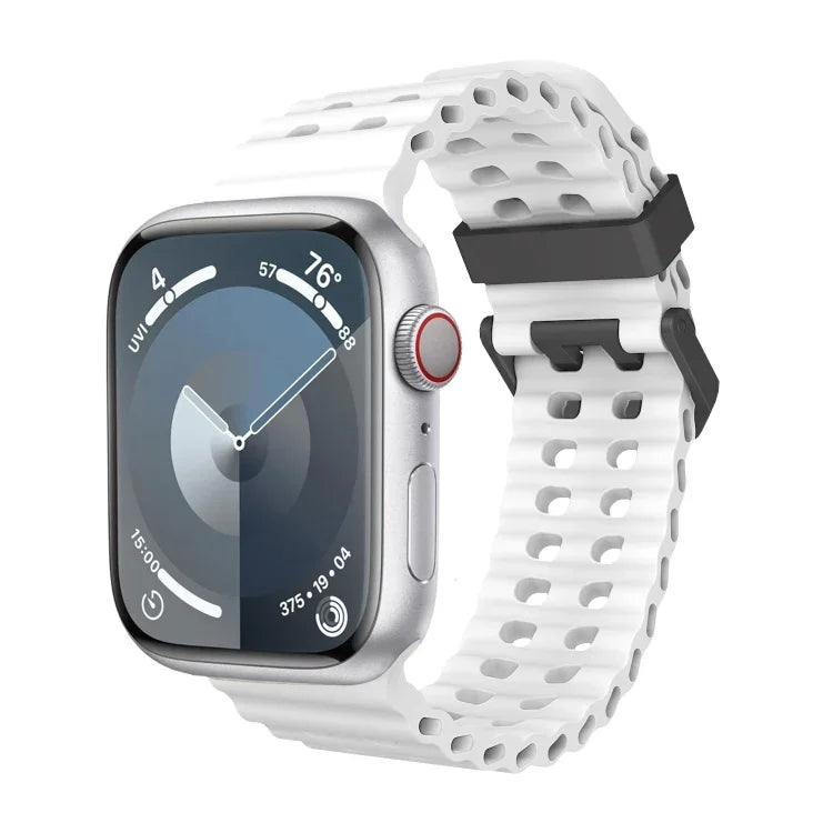 Ocean Dual-Row Hole Silicone Watch Band, For Apple Watch Series 7 45mm, For Apple Watch SE 44mm, For Apple Watch Series 6 44mm