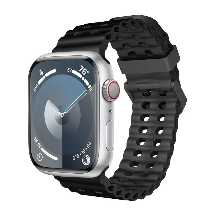Ocean Dual-Row Hole Silicone Watch Band, For Apple Watch Series 7 45mm, For Apple Watch SE 44mm, For Apple Watch Series 6 44mm