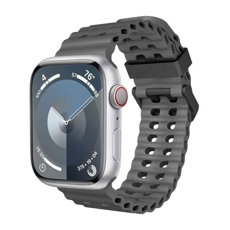 Ocean Dual-Row Hole Silicone Watch Band, For Apple Watch Series 7 45mm, For Apple Watch SE 44mm, For Apple Watch Series 6 44mm
