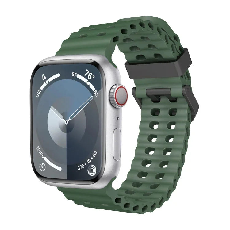 Ocean Dual-Row Hole Silicone Watch Band, For Apple Watch Series 7 45mm, For Apple Watch SE 44mm, For Apple Watch Series 6 44mm
