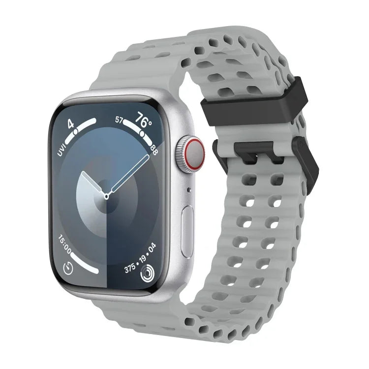 Ocean Dual-Row Hole Silicone Watch Band, For Apple Watch Series 5 44mm, For Apple Watch Series 4 44mm, For Apple Watch Series 3 42mm
