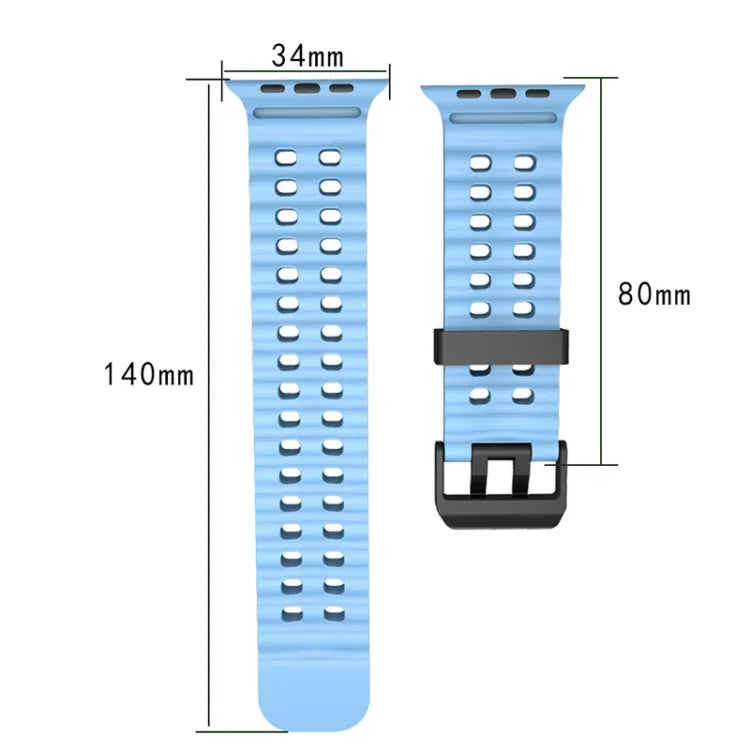 Ocean Dual-Row Hole Silicone Watch Band, For Apple Watch Series 7 45mm, For Apple Watch SE 44mm, For Apple Watch Series 6 44mm
