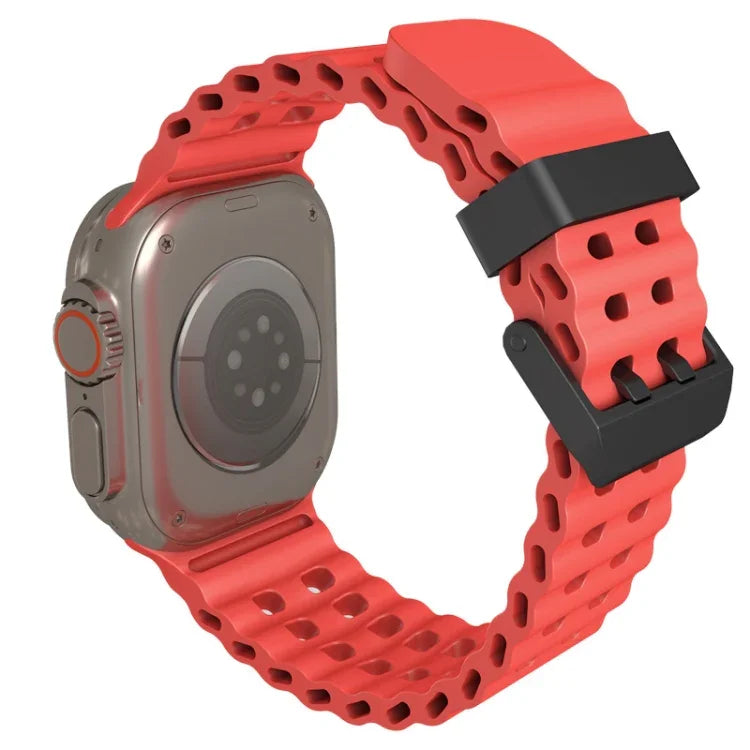Ocean Dual-Row Hole Silicone Watch Band, For Apple Watch Series 5 44mm, For Apple Watch Series 4 44mm, For Apple Watch Series 3 42mm