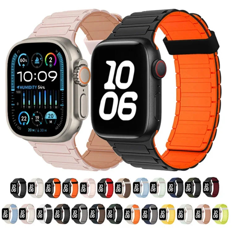 Tri-beads Magnetic Hoop Silicone Watch Band, For Apple Watch Series 6 40mm