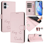 Smile Embossing RFID Leather Phone Case, For iPhone 17 Pro Max, For iPhone 17 Pro, For iPhone 17, For iPhone Air, For iPhone SE 2024, For iPhone 16 Pro Max, For iPhone 16 Pro, For iPhone 16 Plus