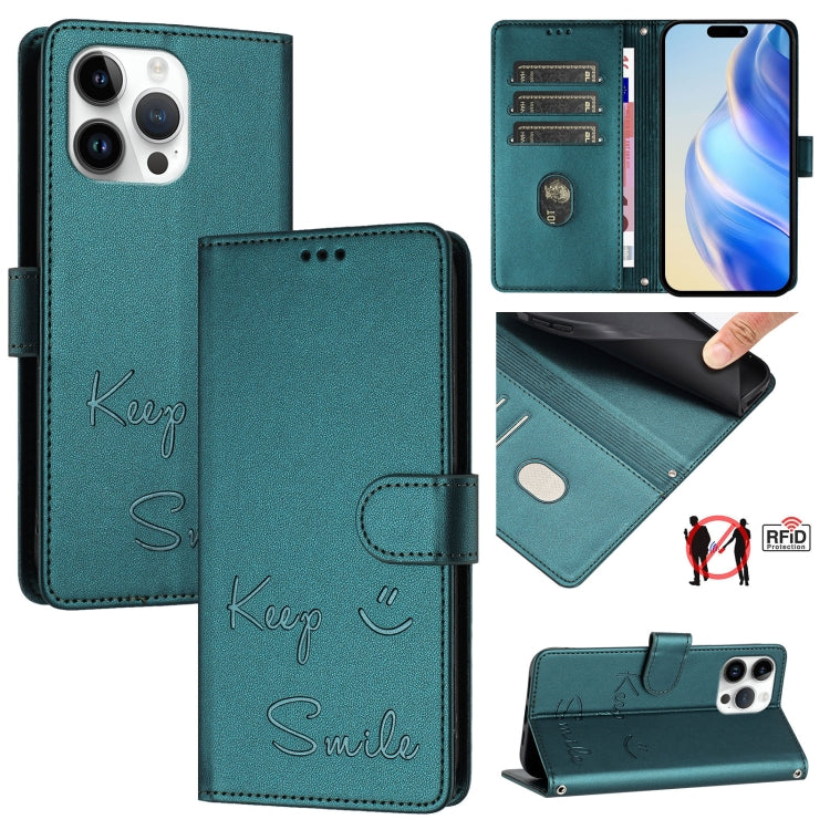 Smile Embossing RFID Leather Phone Case, For iPhone 14 Pro Max, For iPhone SE 2022 / 2020 / 8 / 7, For iPhone 13 Pro Max, For iPhone 13 Pro, For iPhone 13 mini, For iPhone 12 / 12 Pro, For iPhone 12 Pro Max, For iPhone 12 mini
