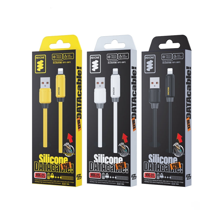 WK WDC-27i Elastic Genuine Silicone 1m 12W USB to 8 Pin Fast Charging Data Cable, WDC-27i