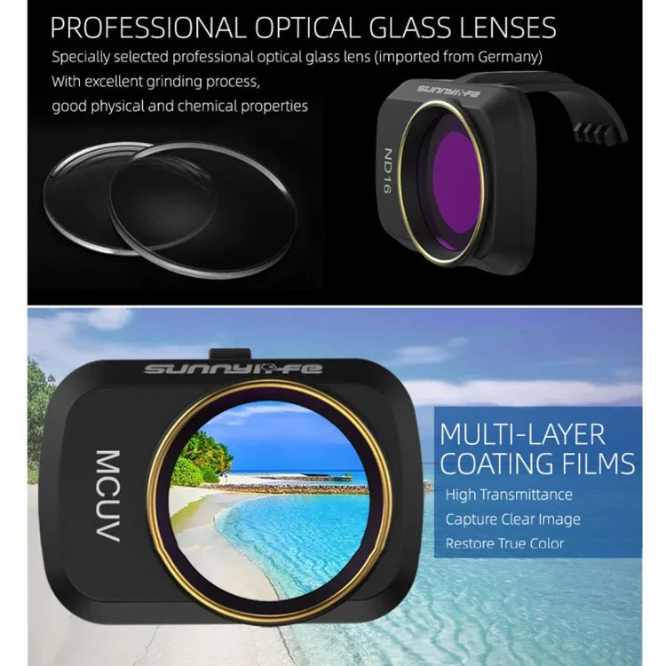 Sunnylife MM-FI9256 For DJI Mavic mini 4 In 1 Drone ND4+ND8+ND16+ND32 Lens Filter, ND4+ND8+ND16+ND32