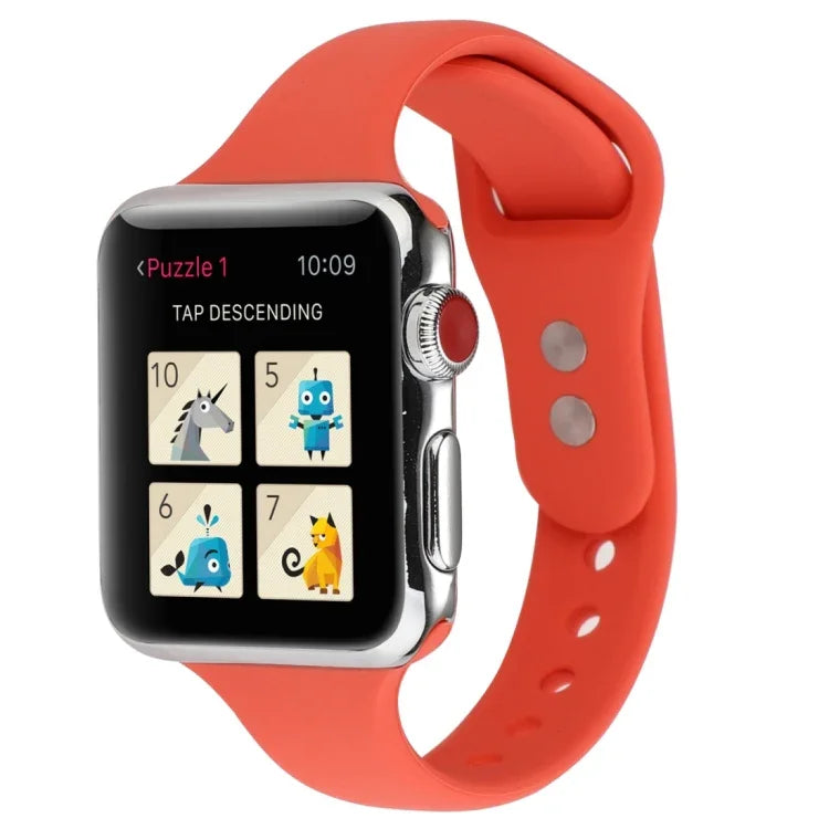 Thin Silicone Double Buckle Replacement Wrist Strap, For Apple Watch Series 7 41mm / 6 & SE & 5 & 4 40mm / 3 & 2 & 1 38mm, For Apple Watch Series 8&7 41mm / SE 2&6&SE&5&4 40mm / 3&2&1 38mm