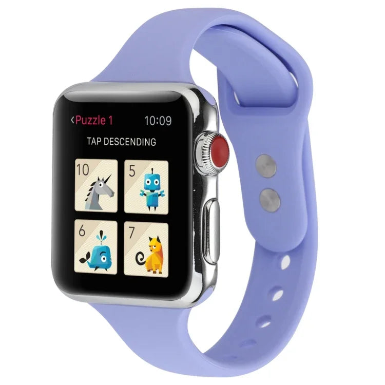 Thin Silicone Double Buckle Replacement Wrist Strap, For Apple Watch Series 7 41mm / 6 & SE & 5 & 4 40mm / 3 & 2 & 1 38mm, For Apple Watch Series 8&7 41mm / SE 2&6&SE&5&4 40mm / 3&2&1 38mm