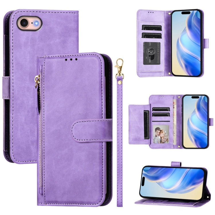 Multi-Card Slots Zipper Wallet Leather Phone Case, For iPhone 14 Pro Max, For iPhone SE 2022 / 2020 / 8 / 7, For iPhone 13 Pro Max, For iPhone 13 Pro, For iPhone 13 mini, For iPhone 12 / 12 Pro, For iPhone 12 Pro Max, For iPhone 12 mini
