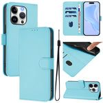 Skin Feel Solid Color Leather Phone Case with Lanyard, For iPhone 14 / 13, For iPhone 14 Pro