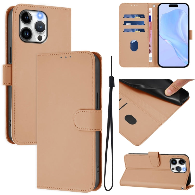Skin Feel Solid Color Leather Phone Case with Lanyard, For iPhone 14 Pro Max, For iPhone SE 2022 / 2020