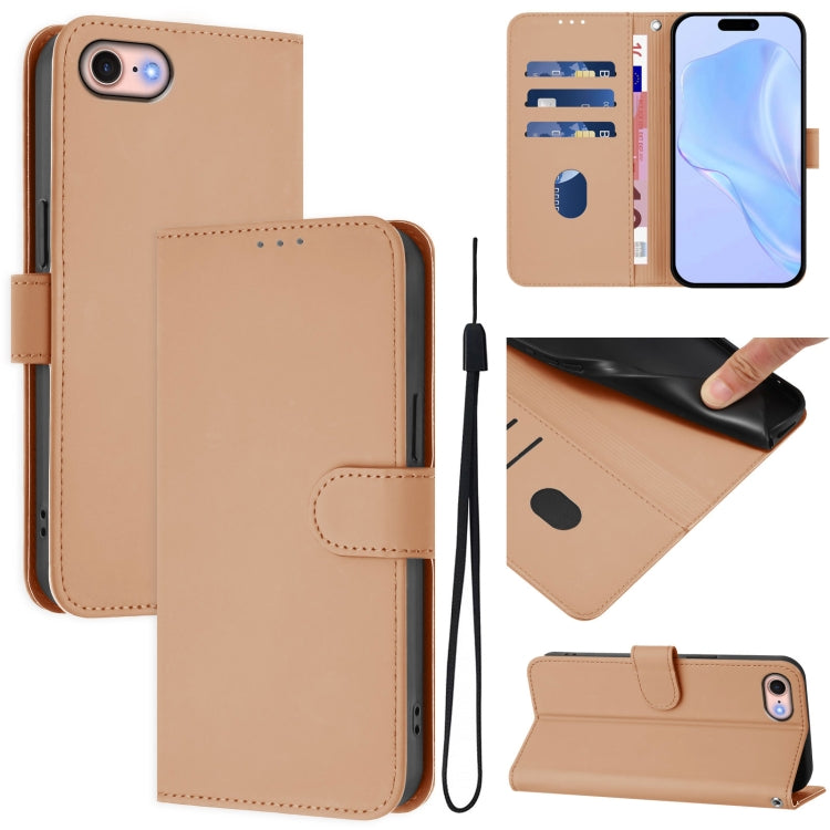 Skin Feel Solid Color Leather Phone Case with Lanyard, For iPhone 14 Pro Max, For iPhone SE 2022 / 2020