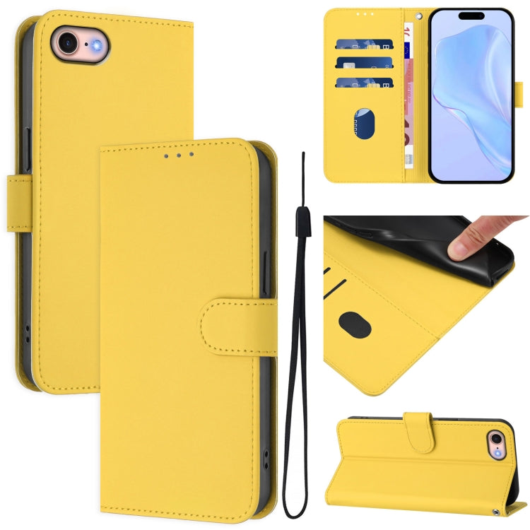 Skin Feel Solid Color Leather Phone Case with Lanyard, For iPhone 14 Pro Max, For iPhone SE 2022 / 2020