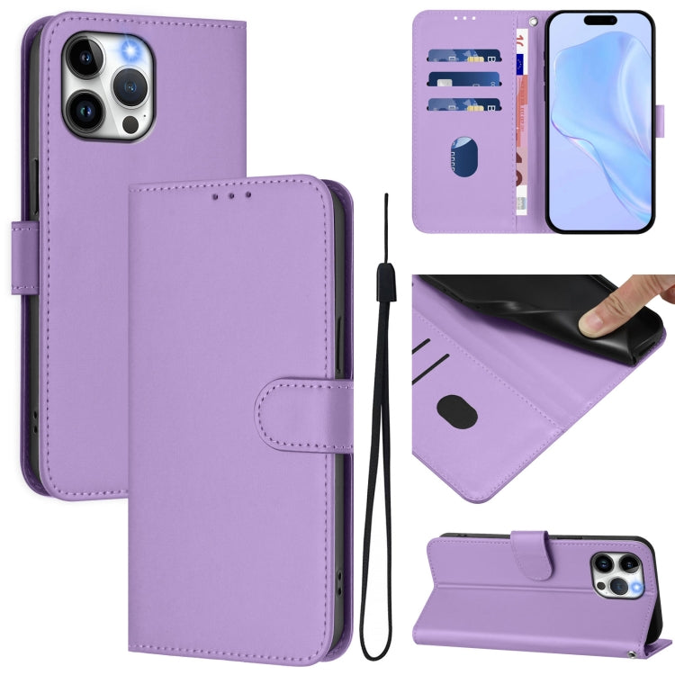 Skin Feel Solid Color Leather Phone Case with Lanyard, For iPhone 13 Pro Max, For iPhone 13 Pro