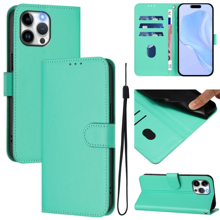 Skin Feel Solid Color Leather Phone Case with Lanyard, For iPhone 13 Pro Max, For iPhone 13 Pro