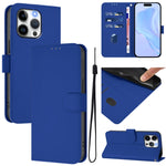 Skin Feel Solid Color Leather Phone Case with Lanyard, For iPhone 13 Pro Max, For iPhone 13 Pro