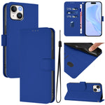 Skin Feel Solid Color Leather Phone Case with Lanyard, For iPhone 13 mini, For iPhone 12 / 12 Pro