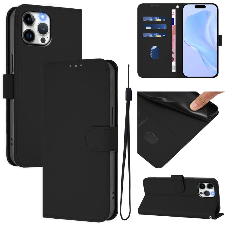 Skin Feel Solid Color Leather Phone Case with Lanyard, For iPhone 12 Pro Max, For iPhone 12 mini