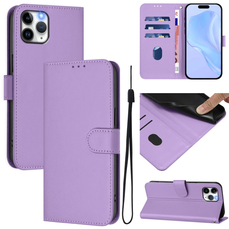 Skin Feel Solid Color Leather Phone Case with Lanyard, For iPhone 11 Pro, For iPhone XS / X