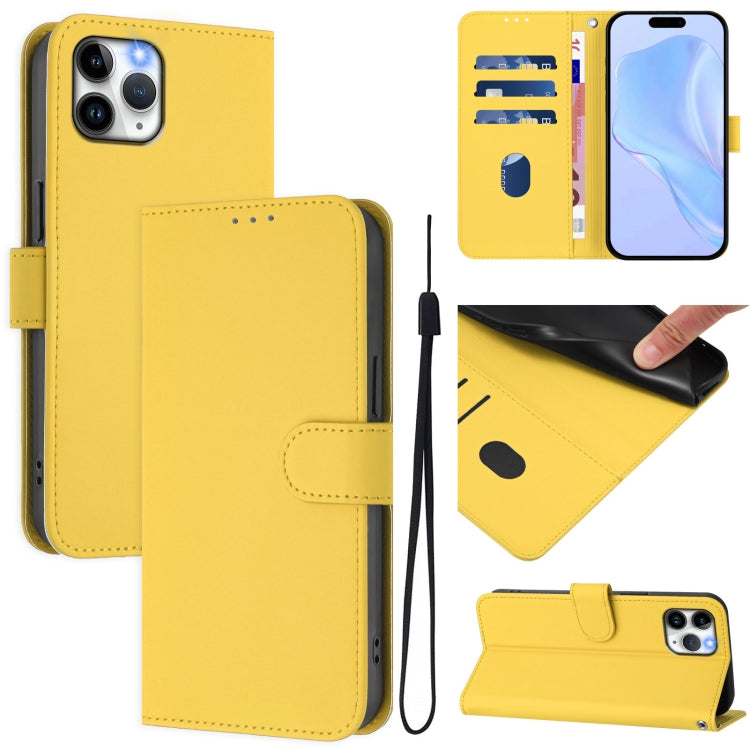 Skin Feel Solid Color Leather Phone Case with Lanyard, For iPhone 11 Pro, For iPhone XS / X
