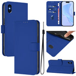 Skin Feel Solid Color Leather Phone Case with Lanyard, For iPhone XR, For iPhone XS Max