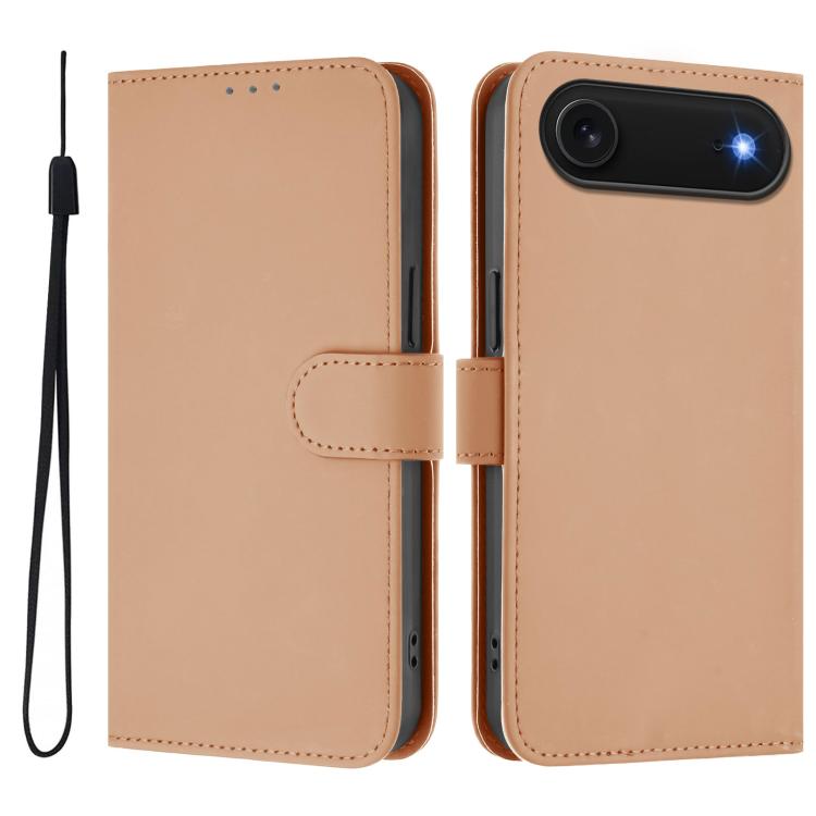 Skin Feel Solid Color Leather Phone Case with Lanyard, For iPhone Air, For iPhone 16 Pro Max