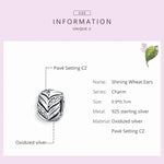 S925 Sterling Silver Wheat Zircon Beads DIY Bracelet Necklace Accessories, SCC1614