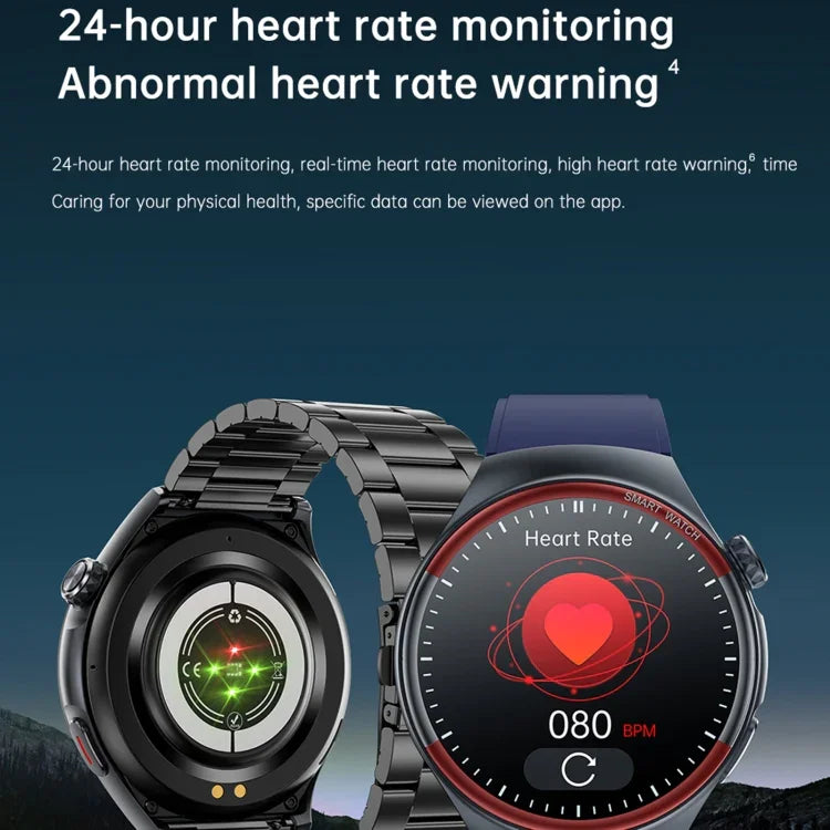 T82 1.43 inch Round Screen BT Call Smart Watch, Heart Rate / Blood Pressure / Blood Oxygen / Sleep / Blood Sugar / HRV / Metope / SOS, Silicone Black, Silicone Red, Silicone Blue, Leather Brown, Leather Black, Stainless Steel Black