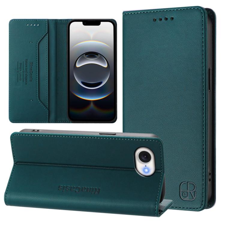 RC01 Dual-Folded Magnetic Suction RFID Leather Phone Case, For iPhone 17e / 16e, For iPhone 17 Pro Max, For iPhone 17 Pro, For iPhone 17, For iPhone Air, For iPhone 16 Pro Max