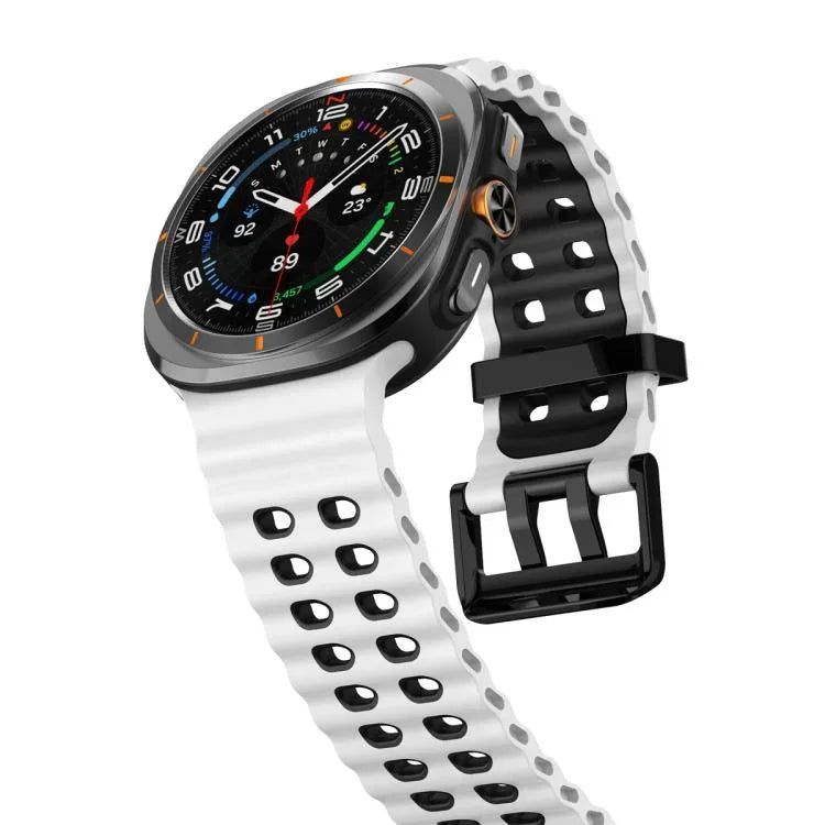 Ocean Two Color Dual-Row Hole Silicone Watch Band, For Samsung Galaxy Watch Ultra 47mm / Ultra 2025