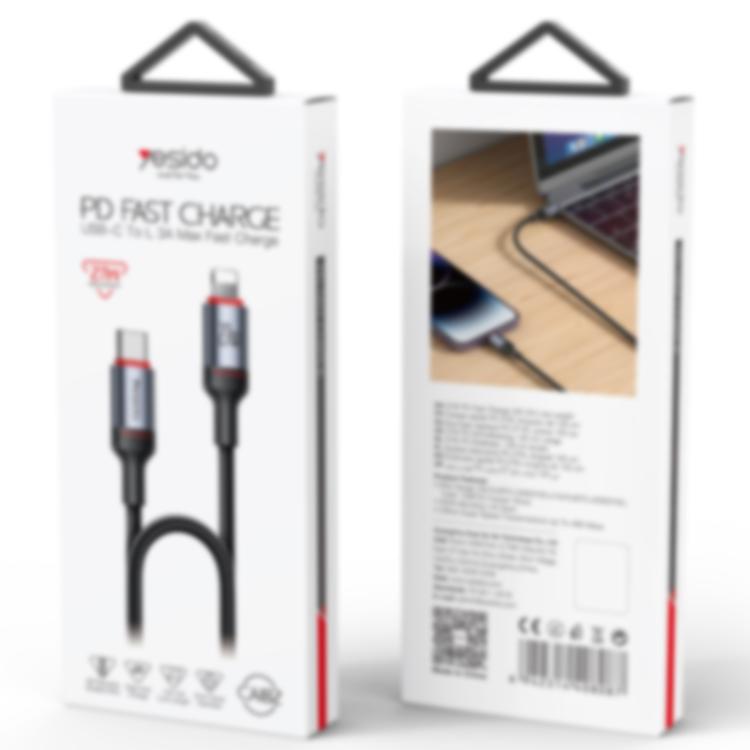 Yesido CA182 PD27W 3A USB-C / Type-C to 8 Pin Charging Data Cable, Length: 1.2m, CA182