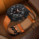 Double Buckle Genuine Leather Watch Band, For Samsung Galaxy Watch Ultra / Ultra 2025, For Samsung Galaxy Watch8 / Watch8 Classic