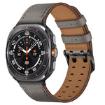 Double Buckle Genuine Leather Watch Band, For Samsung Galaxy Watch Ultra / Ultra 2025, For Samsung Galaxy Watch8 / Watch8 Classic