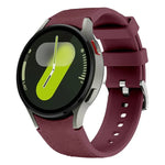 Silver Pin Buckle Leather Silicone Watch Band, For Samsung Galaxy Watch 7 / 6 / 5 / 4