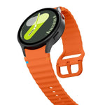 Kalebol Wave Stitching Silicone Watch Band on Samsung Galaxy Watch, featuring vibrant orange design, perfect for Galaxy Watch silicone band.