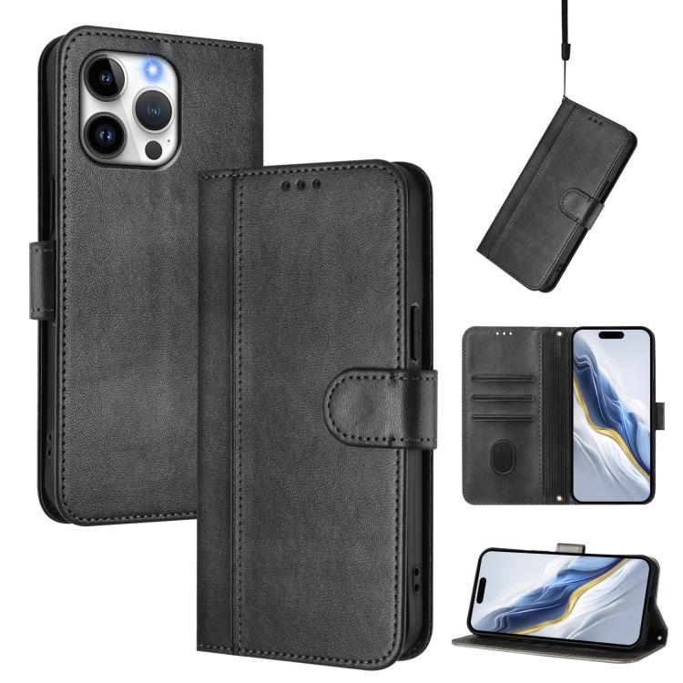 Line Splicing Buckle Retro Leather Phone Case, For iPhone 17e / 16e, For iPhone 17 Pro Max, For iPhone 17 Pro, For iPhone 17, For iPhone Air, For iPhone 16 Pro Max