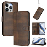 Line Splicing Buckle Retro Leather Phone Case, For iPhone 16 Pro, For iPhone 16 Plus, For iPhone 16, For iPhone 15 Pro Max, For iPhone 15 Pro, For iPhone 15 Plus