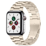 xDfind Three Beads Fold Buckle Stainless Steel Watch Band, For Apple Watch 46mm / 49mm / 45mm / 44mm, For Apple Watch 42mm / 41mm / 40mm / 38mm