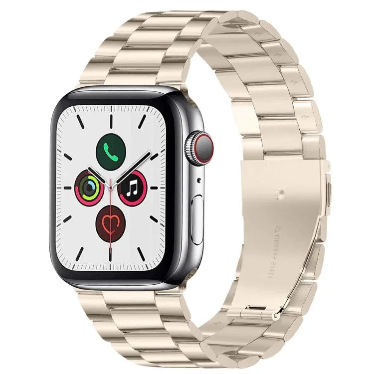 xDfind Three Beads Fold Buckle Stainless Steel Watch Band, For Apple Watch 46mm / 49mm / 45mm / 44mm, For Apple Watch 42mm / 41mm / 40mm / 38mm
