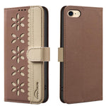 Splicing Color Hollow Flower Pattern RFID Leather Phone Case, For iPhone XS Max, For iPhone 6 Plus / 7 Plus / 8 Plus, For iPhone 6 / 7 / 8