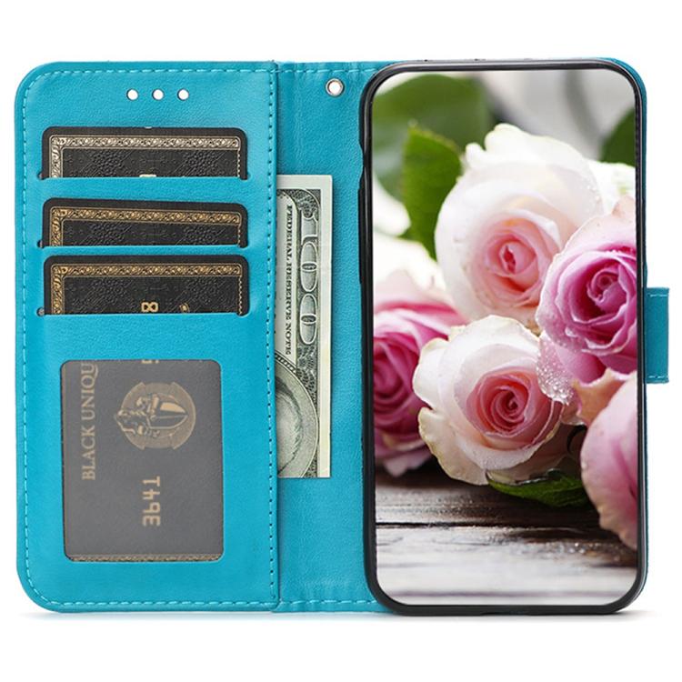 Rose Butterfly Embossed Leather Phone Case, For iPhone 17e / 16e, For iPhone 17 Pro Max, For iPhone 17 Pro, For iPhone 17, For iPhone Air