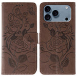 Rose Butterfly Embossed Leather Phone Case, For iPhone 17e / 16e, For iPhone 17 Pro Max, For iPhone 17 Pro, For iPhone 17, For iPhone Air
