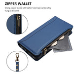 Magnetic Closure 9 Card Slots Zipper Leather Case with Hand Strap, For iPhone 11 Pro Max, For iPhone 11, For iPhone 11 Pro, For iPhone XS / X, For iPhone XR, For iPhone XS Max, For iPhone 8 Plus / 7 Plus